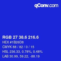 カラーコード: RGB 27 38.6 216.6 | qconv.com