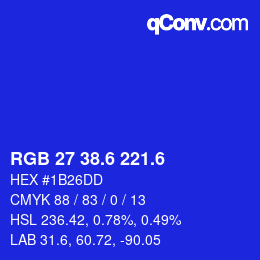 カラーコード: RGB 27 38.6 221.6 | qconv.com