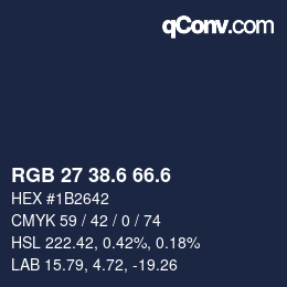 カラーコード: RGB 27 38.6 66.6 | qconv.com