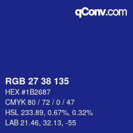 Color code: RGB 27 38 135 | qconv.com