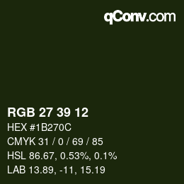 颜色代码: RGB 27 39 12 | qconv.com
