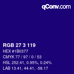 カラーコード: RGB 27 3 119 | qconv.com