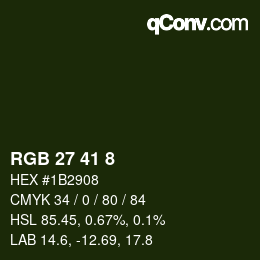 Color code: RGB 27 41 8 | qconv.com