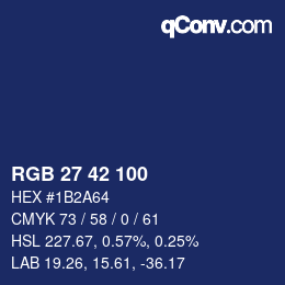 Color code: RGB 27 42 100 | qconv.com