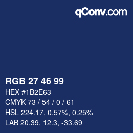 Color code: RGB 27 46 99 | qconv.com
