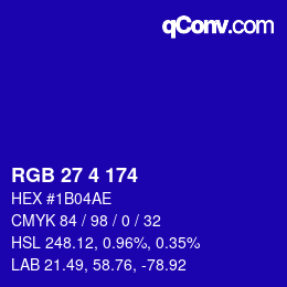 Color code: RGB 27 4 174 | qconv.com