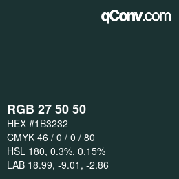 颜色代码: RGB 27 50 50 | qconv.com