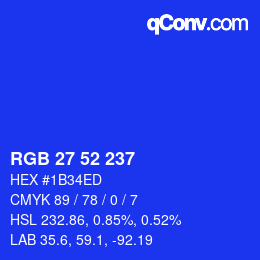 カラーコード: RGB 27 52 237 | qconv.com