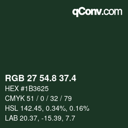 カラーコード: RGB 27 54.8 37.4 | qconv.com