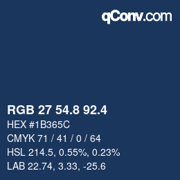カラーコード: RGB 27 54.8 92.4 | qconv.com