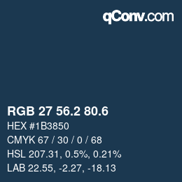 カラーコード: RGB 27 56.2 80.6 | qconv.com