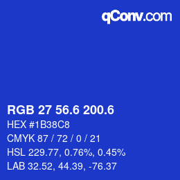 カラーコード: RGB 27 56.6 200.6 | qconv.com