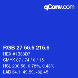 カラーコード: RGB 27 56.6 215.6 | qconv.com