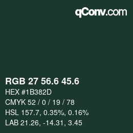 カラーコード: RGB 27 56.6 45.6 | qconv.com