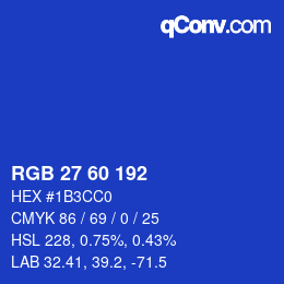 颜色代码: RGB 27 60 192 | qconv.com