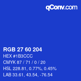 颜色代码: RGB 27 60 204 | qconv.com