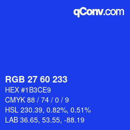 カラーコード: RGB 27 60 233 | qconv.com