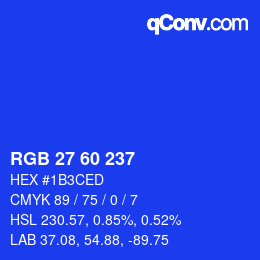 カラーコード: RGB 27 60 237 | qconv.com