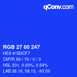 カラーコード: RGB 27 60 247 | qconv.com