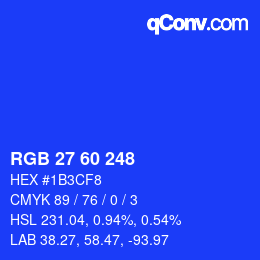 カラーコード: RGB 27 60 248 | qconv.com