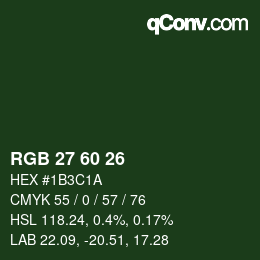 カラーコード: RGB 27 60 26 | qconv.com