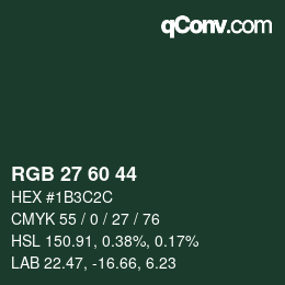 颜色代码: RGB 27 60 44 | qconv.com