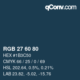 颜色代码: RGB 27 60 80 | qconv.com