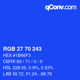 Farbcode: RGB 27 70 243 | qconv.com