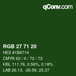 Color code: RGB 27 71 20 | qconv.com