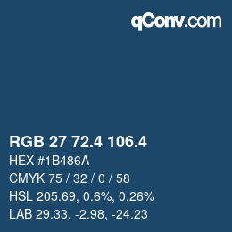 カラーコード: RGB 27 72.4 106.4 | qconv.com