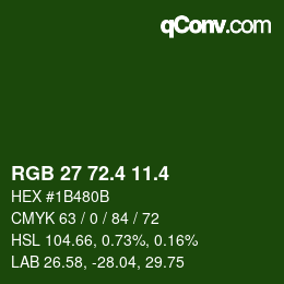 カラーコード: RGB 27 72.4 11.4 | qconv.com