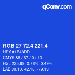 カラーコード: RGB 27 72.4 221.4 | qconv.com