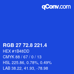 カラーコード: RGB 27 72.8 221.4 | qconv.com
