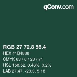 カラーコード: RGB 27 72.8 56.4 | qconv.com