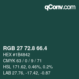 カラーコード: RGB 27 72.8 66.4 | qconv.com