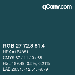 カラーコード: RGB 27 72.8 81.4 | qconv.com