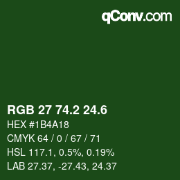 カラーコード: RGB 27 74.2 24.6 | qconv.com