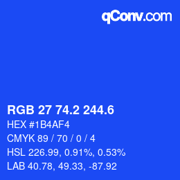 カラーコード: RGB 27 74.2 244.6 | qconv.com