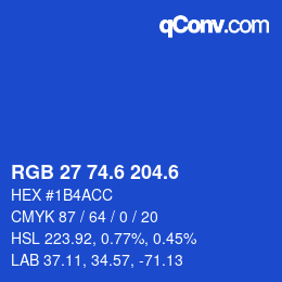 カラーコード: RGB 27 74.6 204.6 | qconv.com