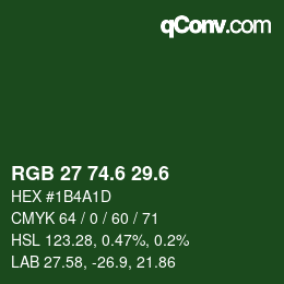 カラーコード: RGB 27 74.6 29.6 | qconv.com