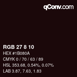 Color code: RGB 27 8 10 | qconv.com