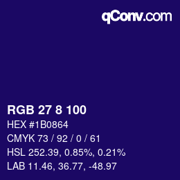 Color code: RGB 27 8 100 | qconv.com