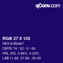 カラーコード: RGB 27 8 103 | qconv.com