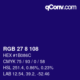 Color code: RGB 27 8 108 | qconv.com
