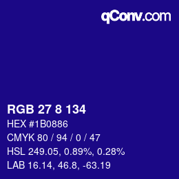 Color code: RGB 27 8 134 | qconv.com