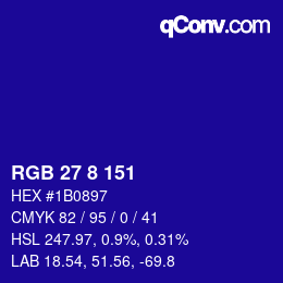 カラーコード: RGB 27 8 151 | qconv.com