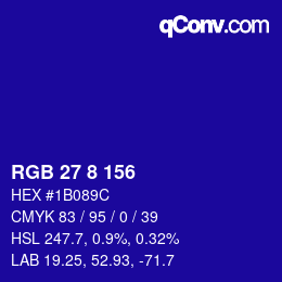 Color code: RGB 27 8 156 | qconv.com