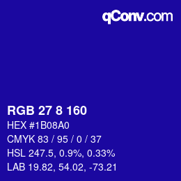 颜色代码: RGB 27 8 160 | qconv.com