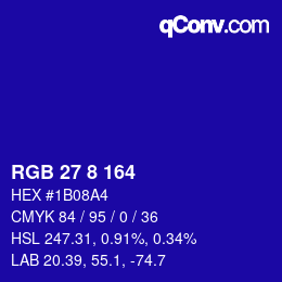 Color code: RGB 27 8 164 | qconv.com