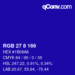 颜色代码: RGB 27 8 166 | qconv.com